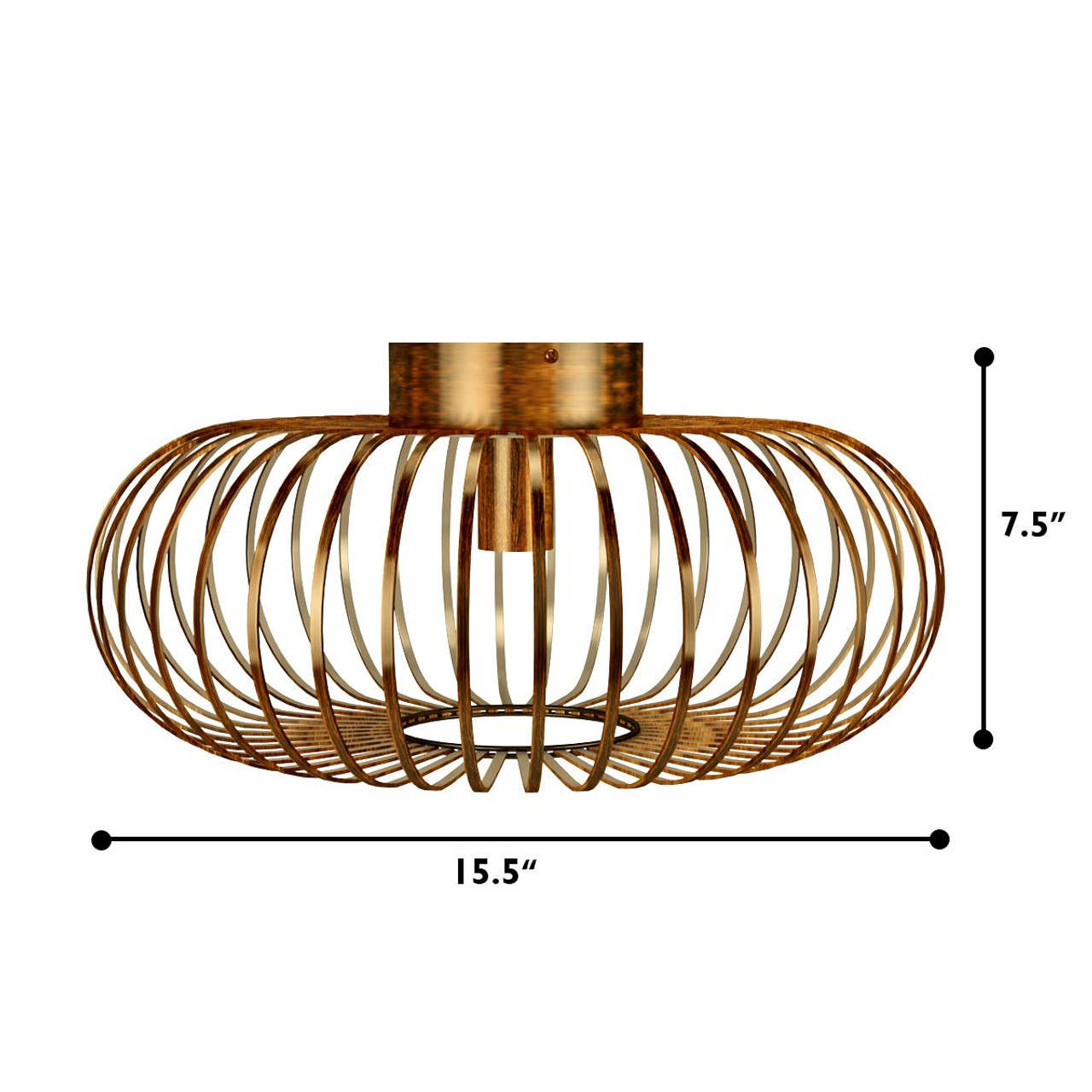 Antique Brass Flush Mount Pendant Light with Iron Lampshade Kit product image
