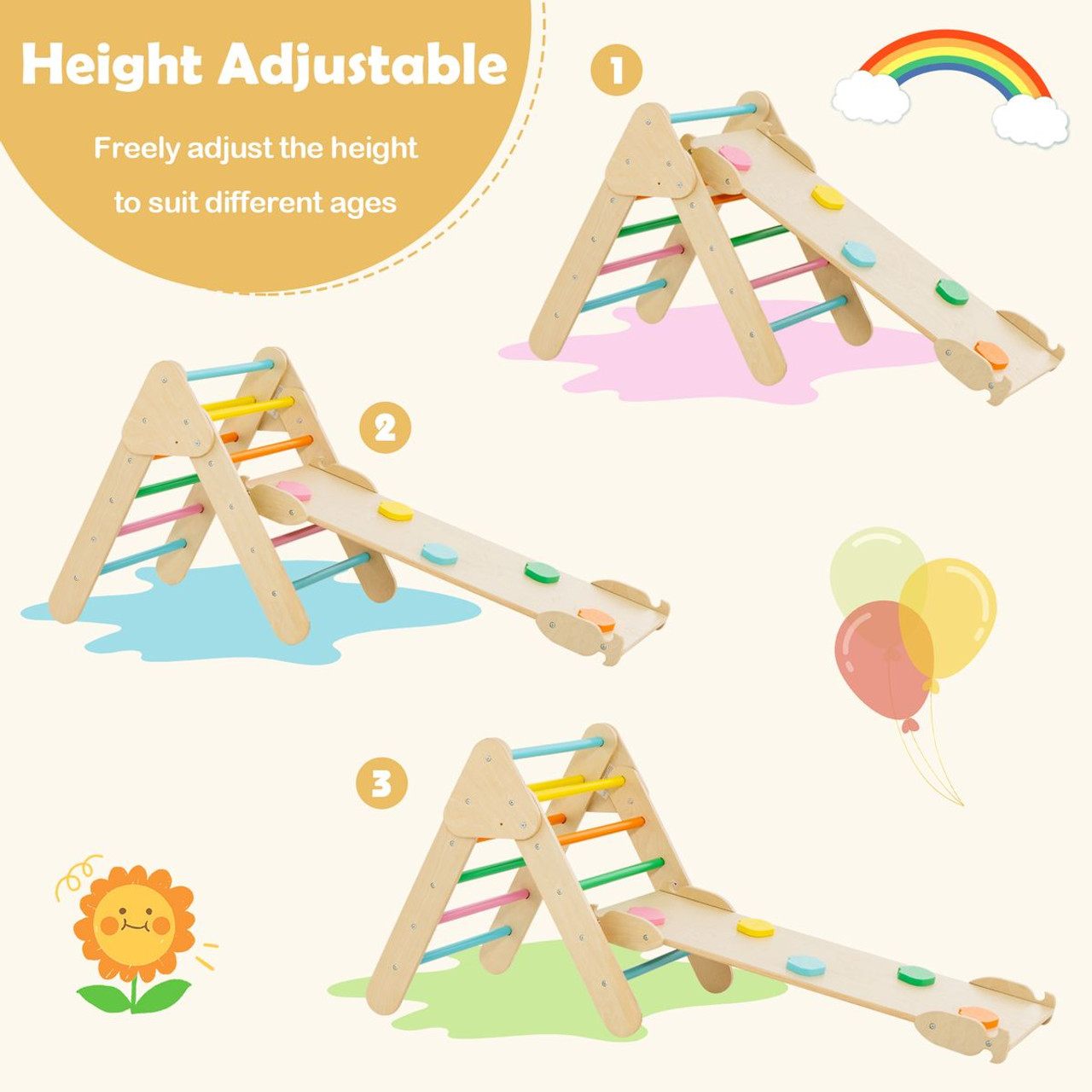 Costway 3-in-1 Kids Climber Set with Sliding Arch product image