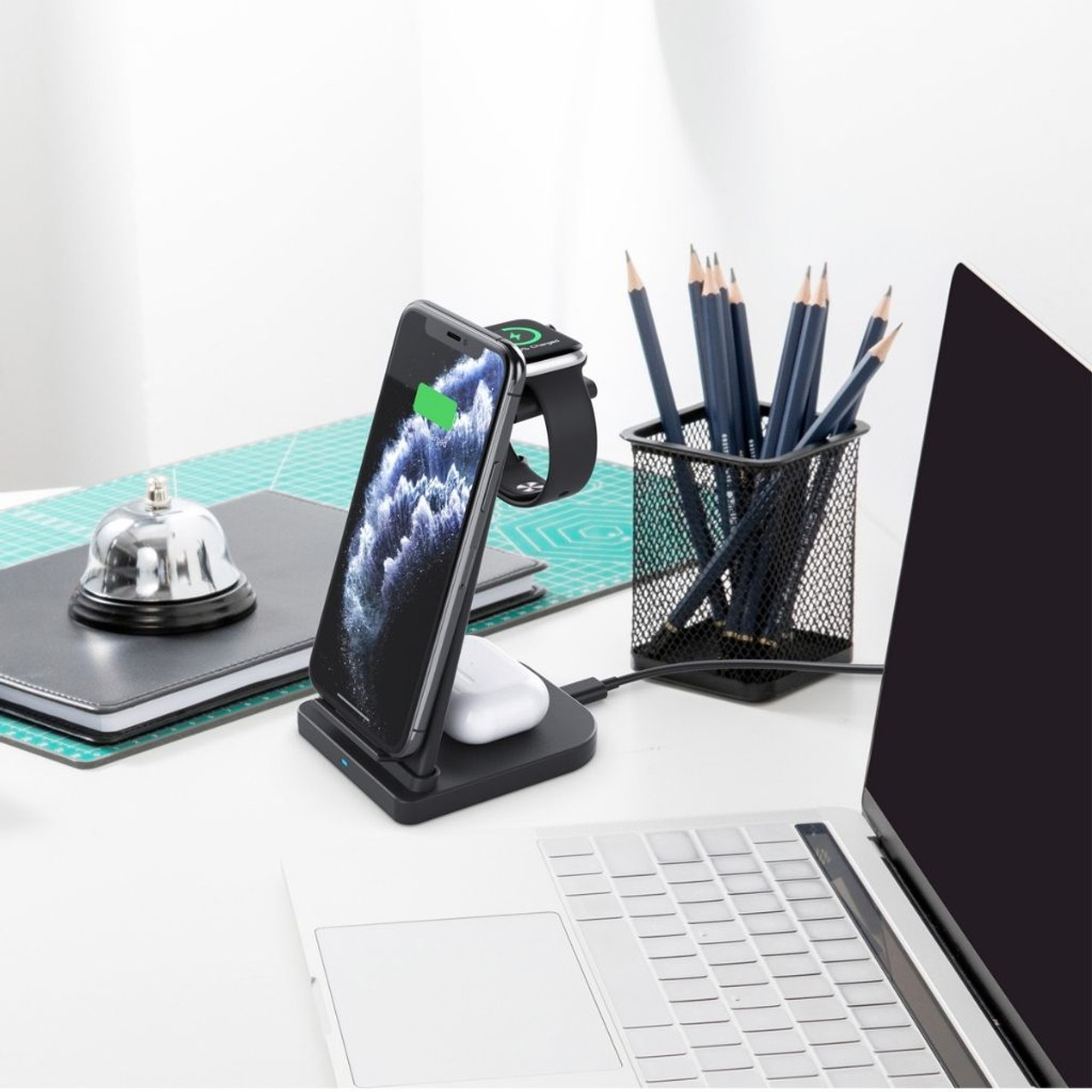 3-in-1 Fast Wireless Charging Stand for Phones, Apple Watch & AirPods product image