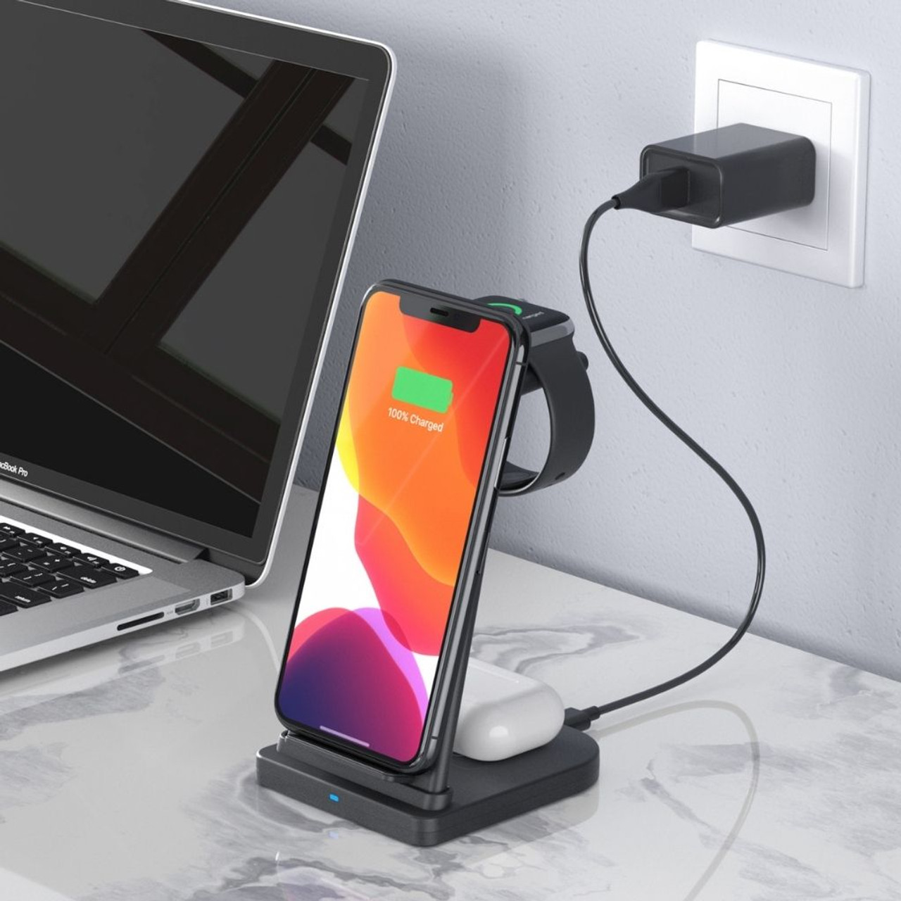 3-in-1 Fast Wireless Charging Stand for Phones, Apple Watch & AirPods product image