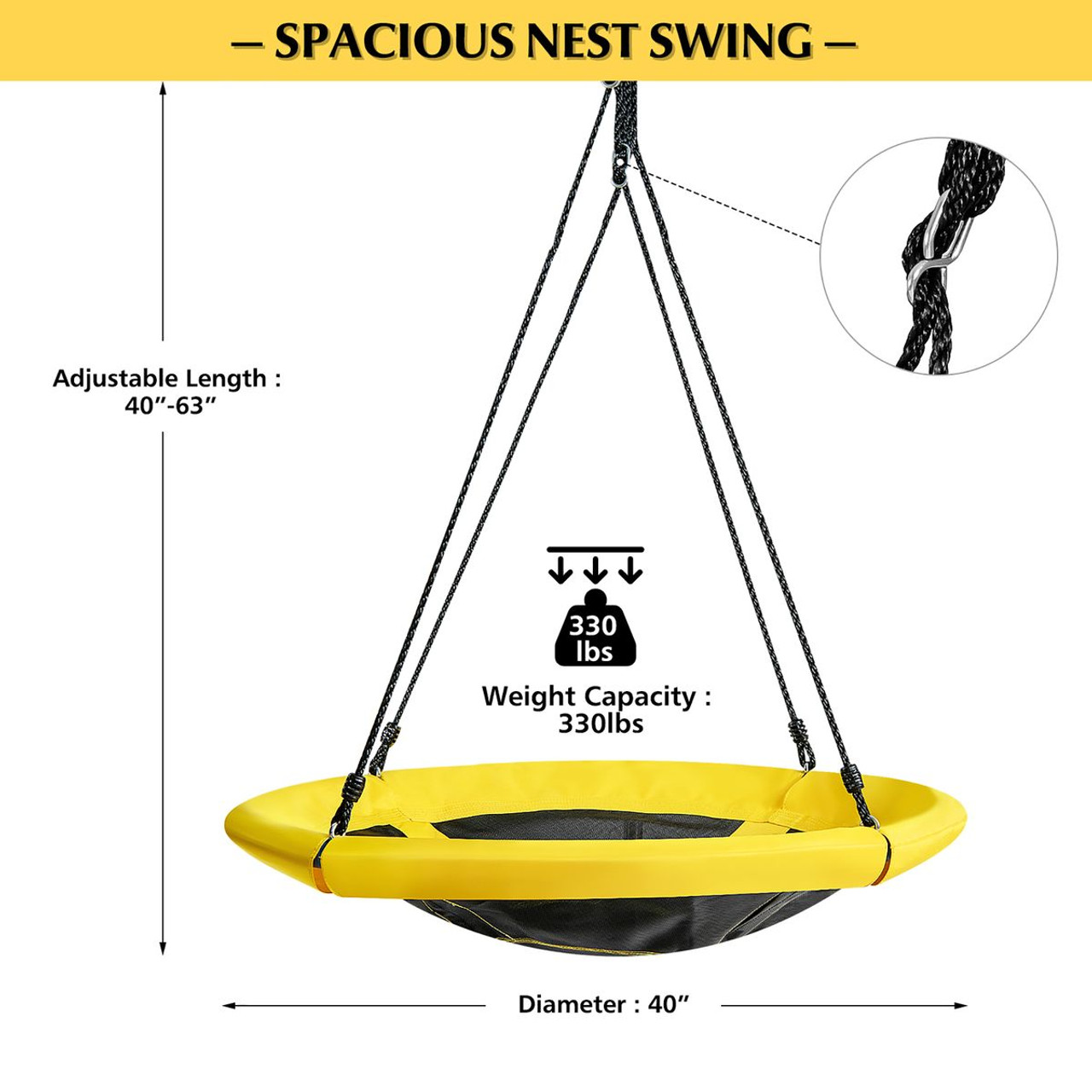 Extra Large Heavy Duty A-Frame Steel Swing Stand Set with 40” Nest Tree Swing product image