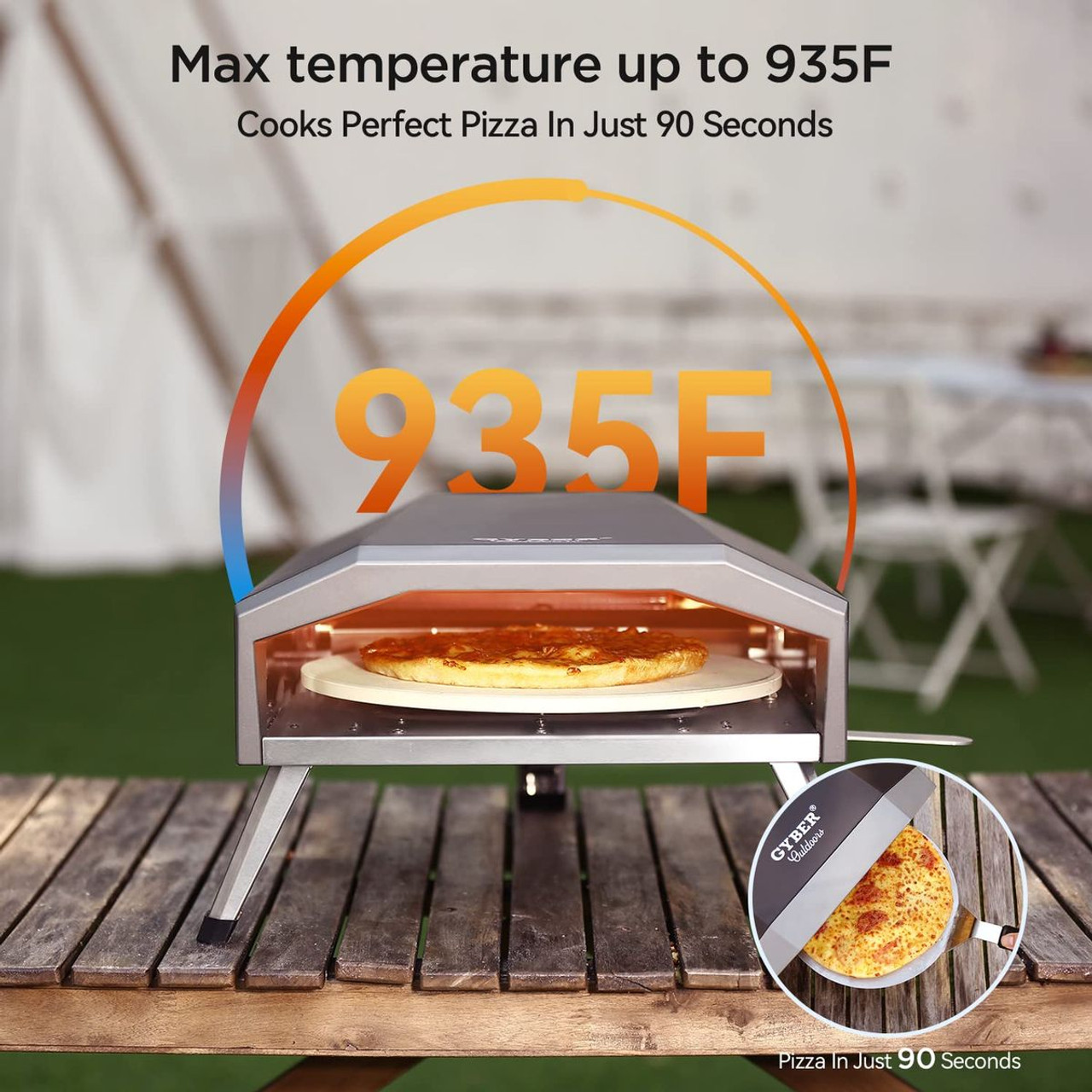 Fremont Outdoor Pizza Oven Portable 13" Stainless Steel Backyard Grill Wood Pellet and Charcoal Fired Pizza Maker for Outdoor Cooking with Pizza Stone, Built-in Thermometer, Pizza Peel product image