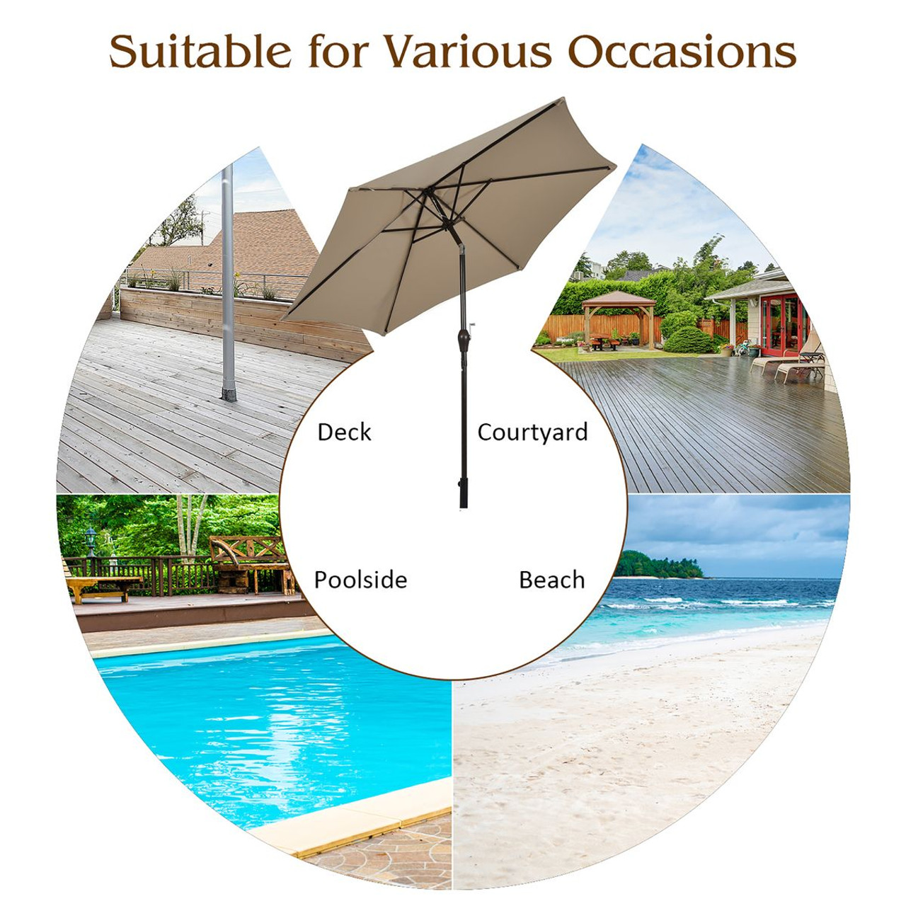 Costway 9Ft Patio Umbrella with Push Button Tilt Crank Lift product image