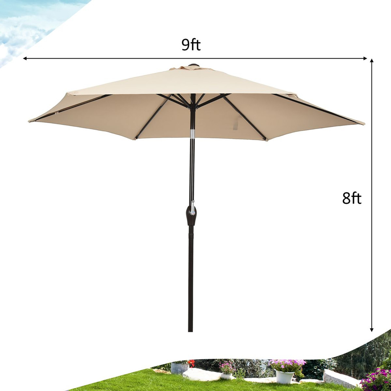 Costway 9Ft Patio Umbrella with Push Button Tilt Crank Lift product image