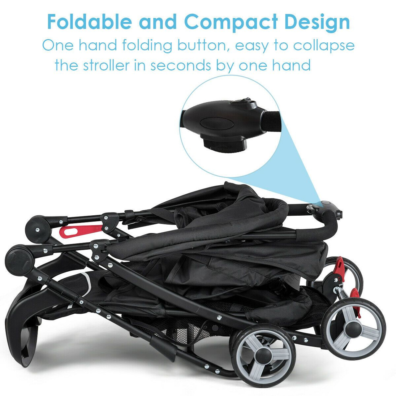 Travel Stroller for Airplane with Adjustable Backrest & Canopy product image