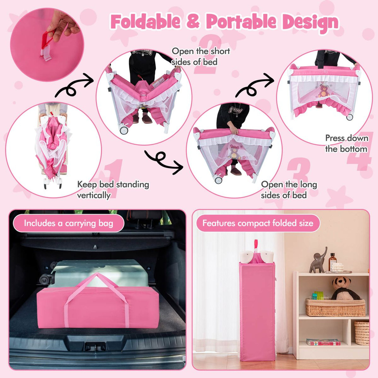 4-in-1 Portable Baby Playard with Carrying Bag &amp; Mosquito Net product image