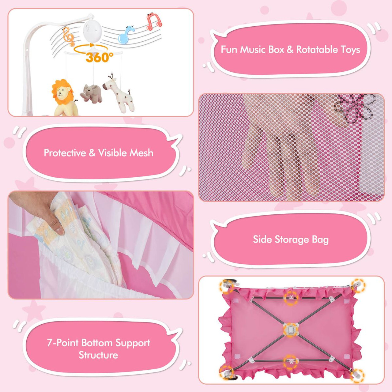 4-in-1 Portable Baby Playard with Carrying Bag &amp; Mosquito Net product image