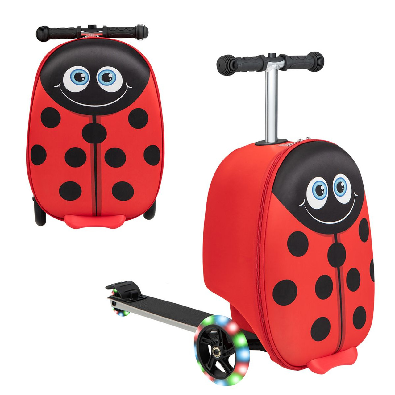 2-in-1 Folding Ride-On Suitcase Scooter with LED Wheels product image