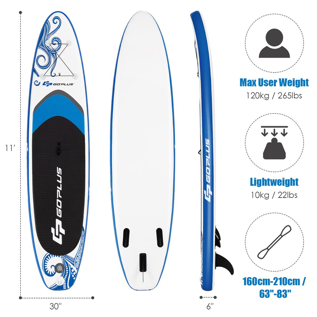 11-Foot Inflatable Stand-up Paddle Board with Carrying Bag product image