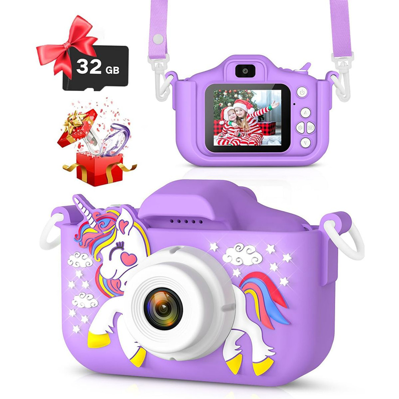Kids Camera Toys for Ages 3-12, Unicorn Camera for Kids, Christmas Birthday Festival Gifts for Girls, Toddler Digital Video Camera, 32G SD Card product image