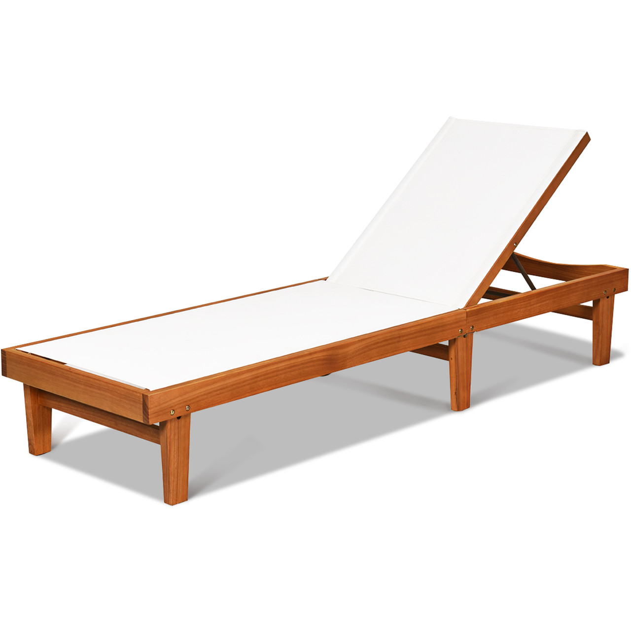 Outdoor Wood Chaise Lounge Chair with 5-Postion Adjustable Back product image