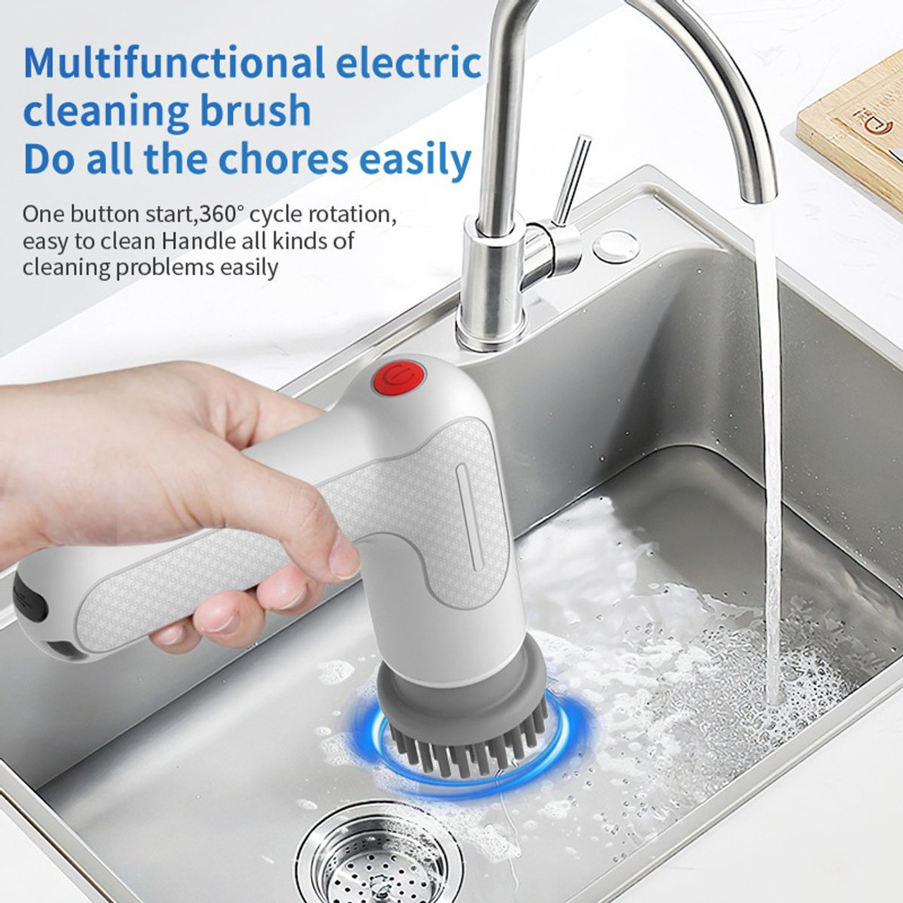 Electric Spin Scrubber Spofan Cordless Cleaning Brush with Replaceable Brush Heads and Rotating Speed Portable Shower Scrubber for Kitchen Tub Floor Car product image