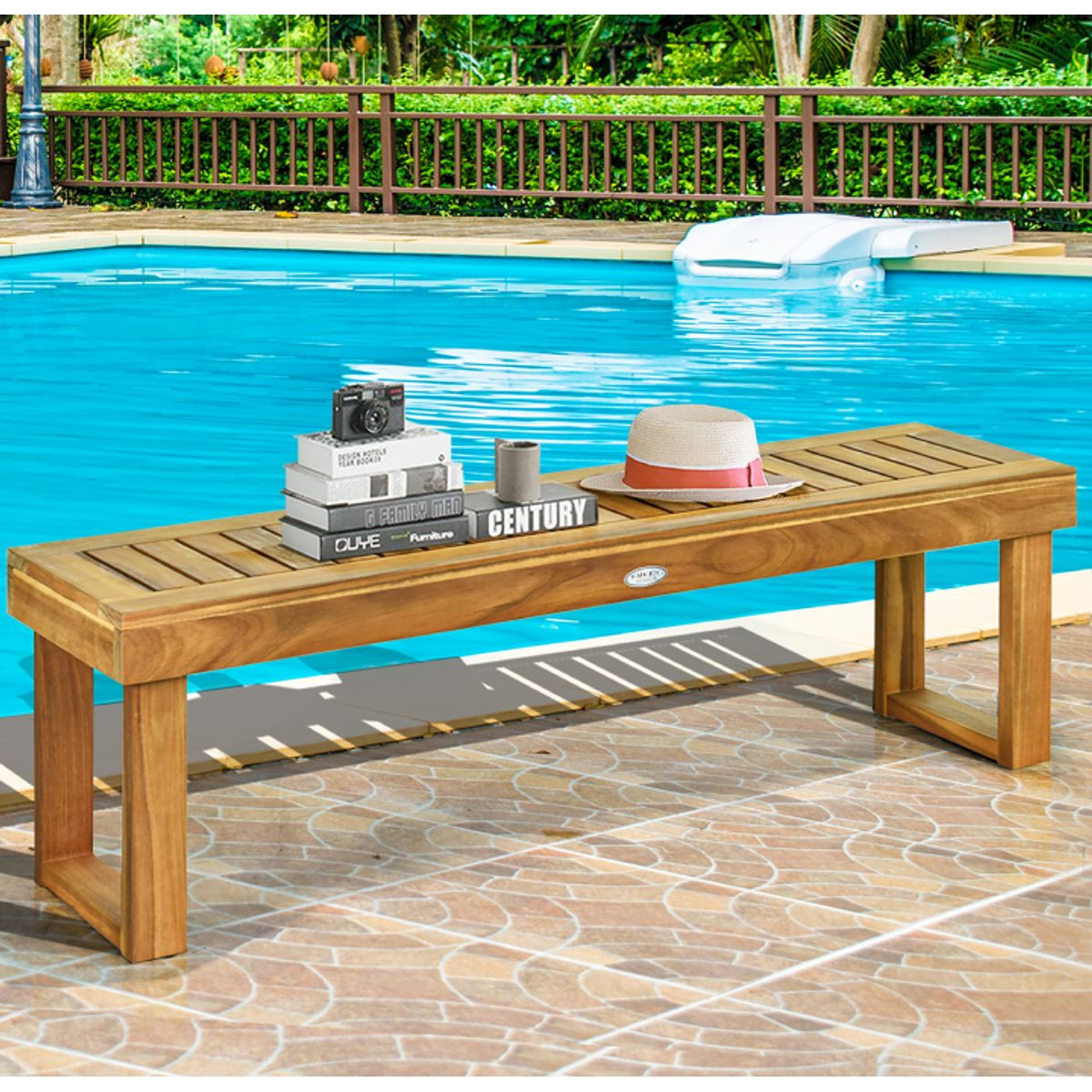 Outdoor Square-End 52'' Acacia Wood Bench (1- or 2-Pack) product image