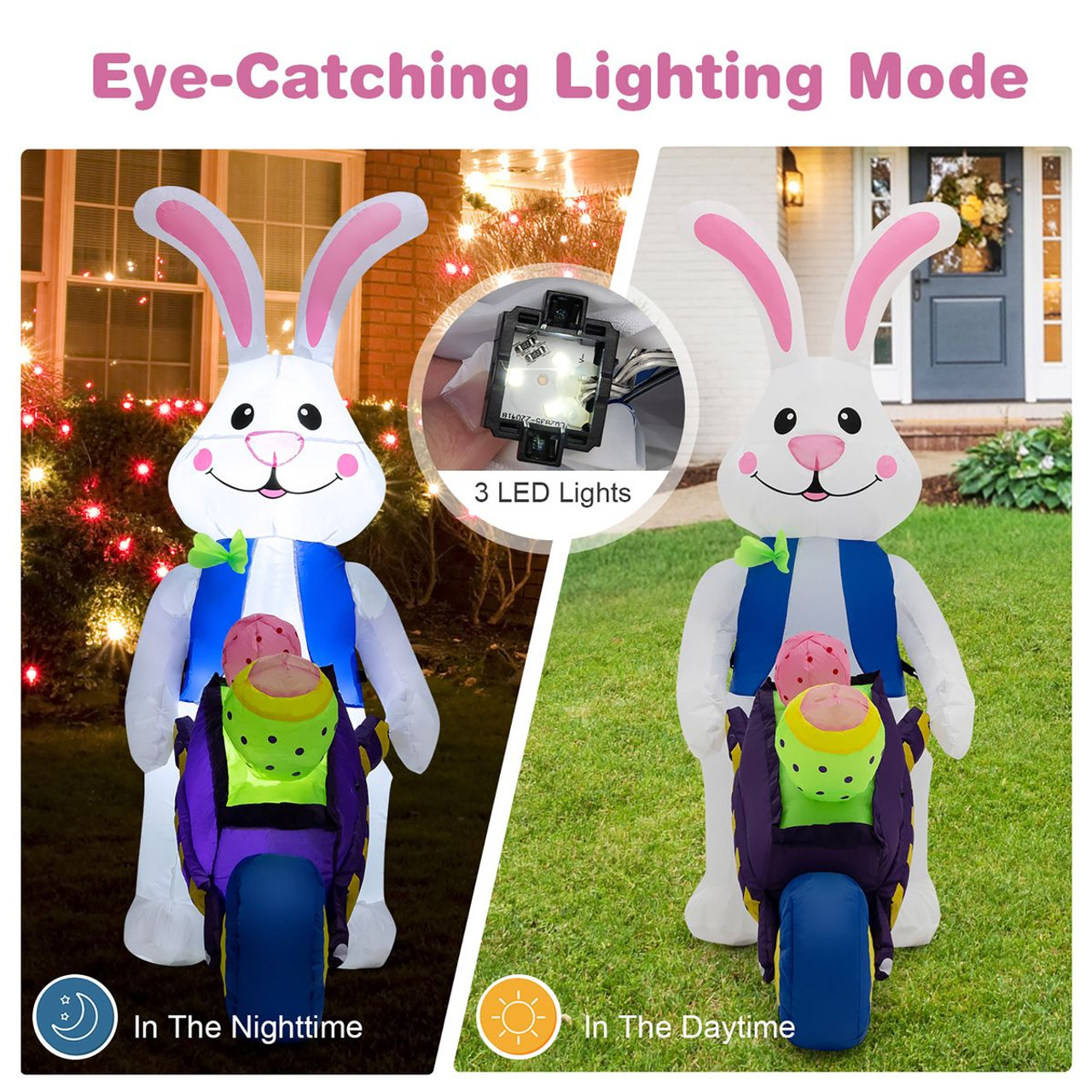 4-Foot Inflatable Easter Bunny with Pushing Cart product image