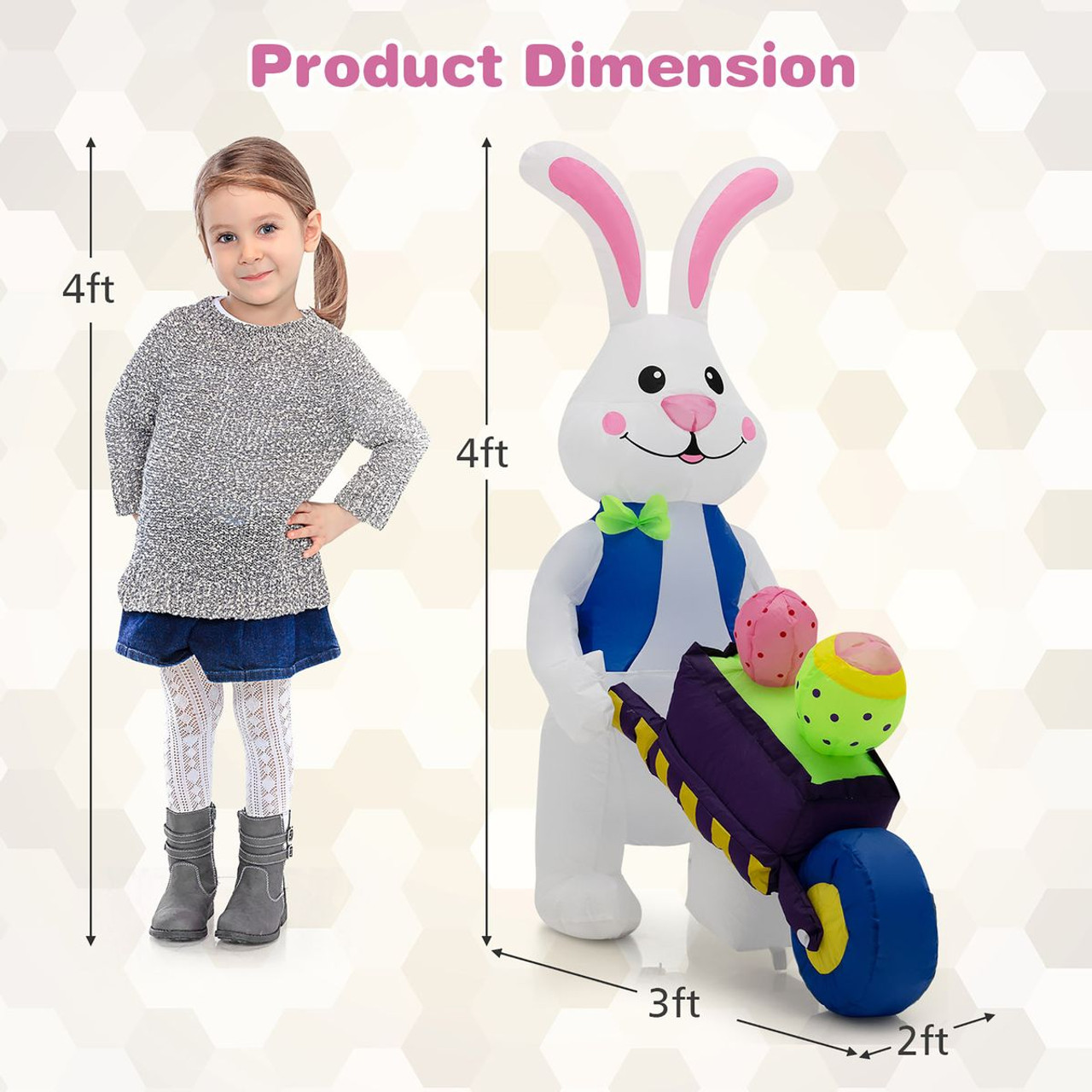 4-Foot Inflatable Easter Bunny with Pushing Cart product image