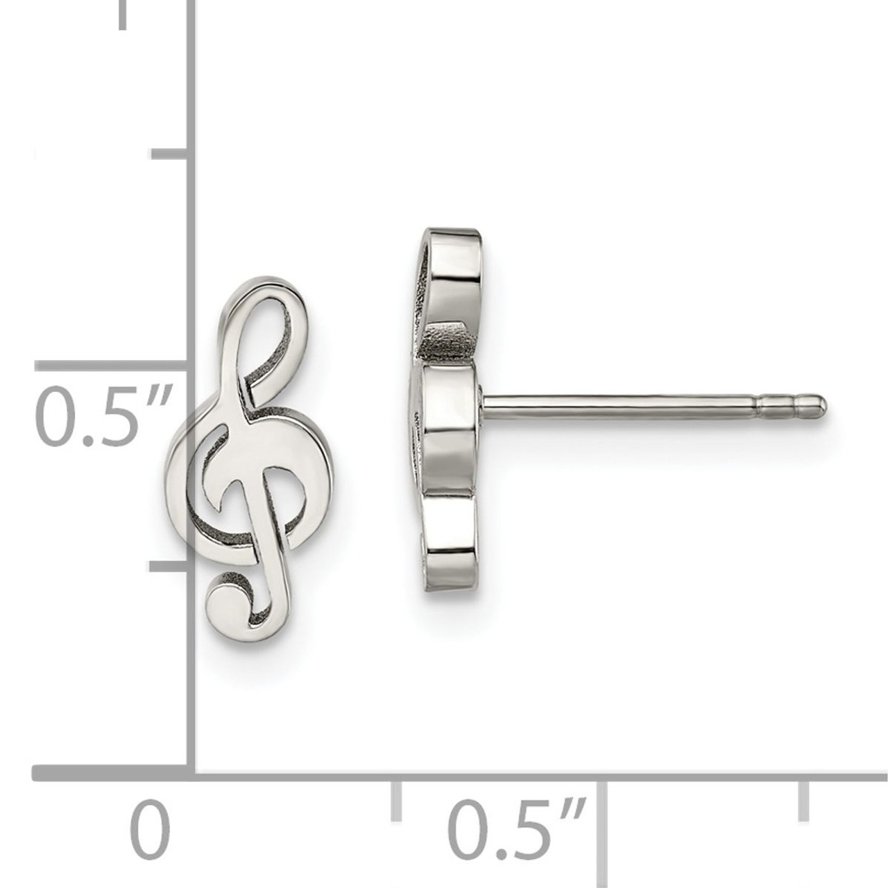 Stainless Steel Polished Treble Clef Post Earrings product image