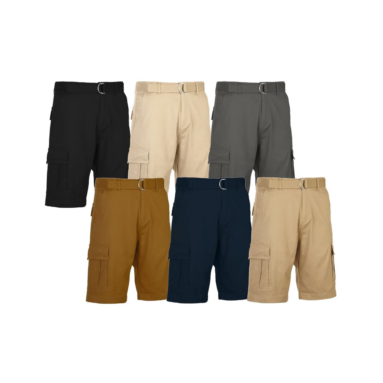 Men's Cotton Flex Stretch Cargo Shorts with Belt (3-Pack) product image