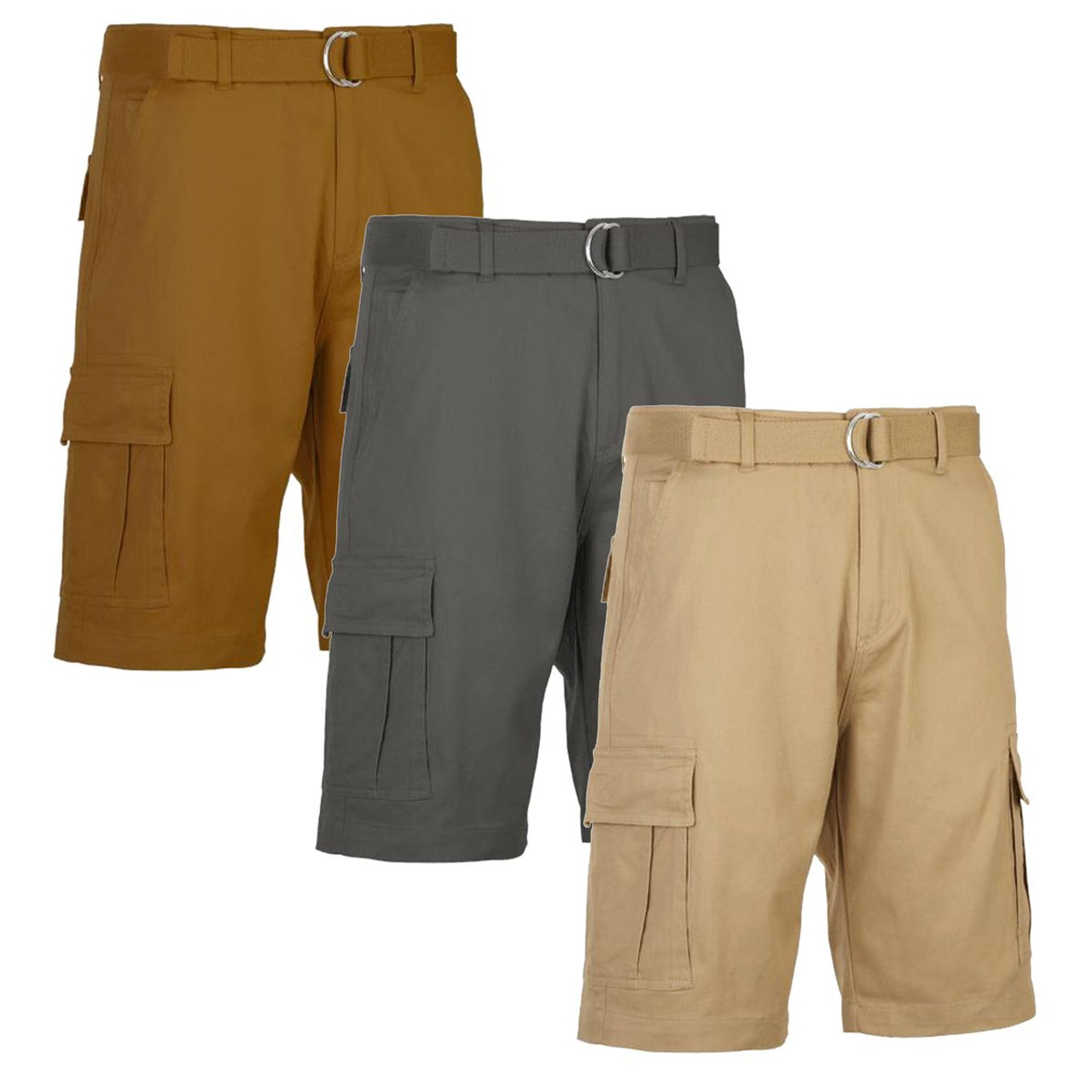 Men's Cotton Flex Stretch Cargo Shorts with Belt (3-Pack) product image