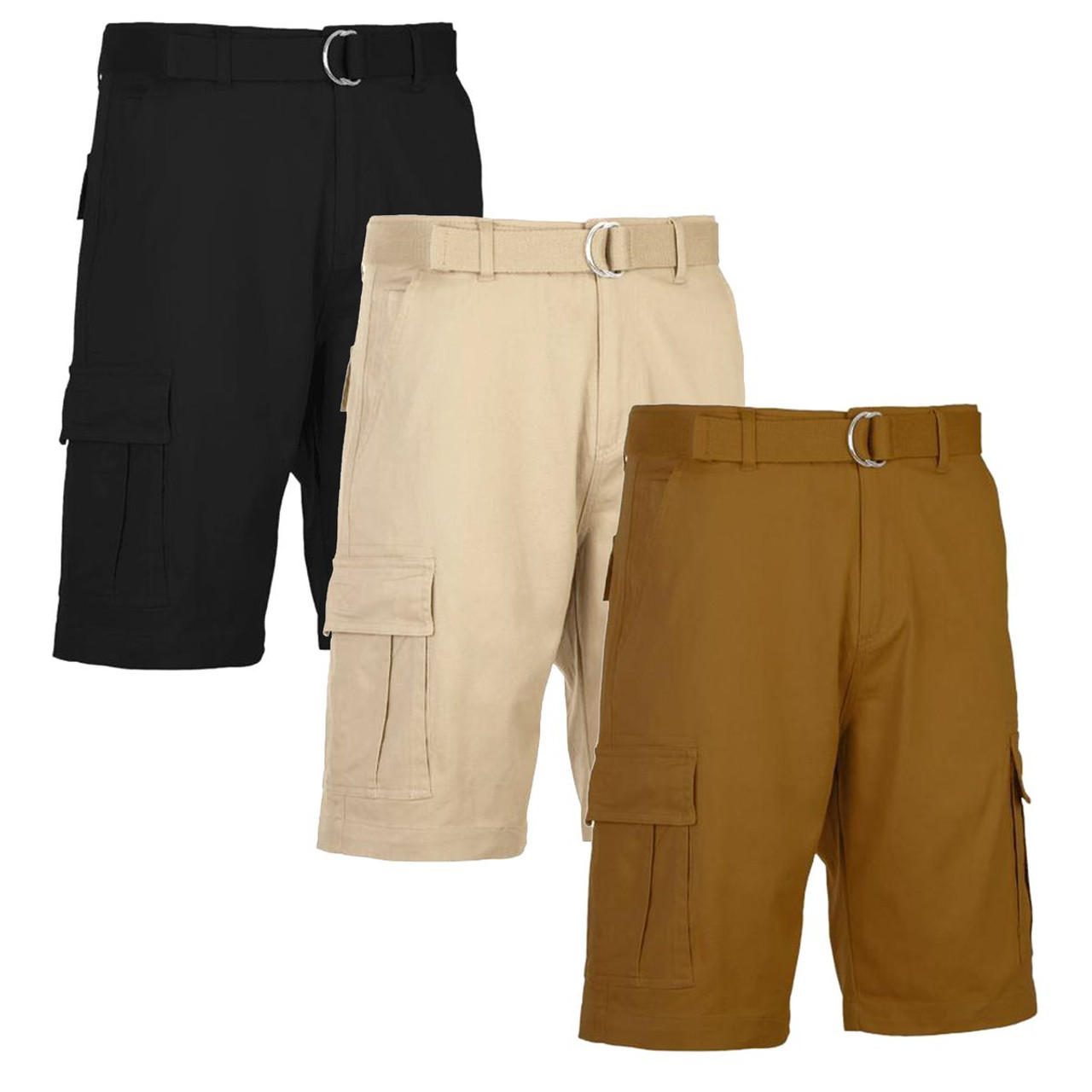 Men's Cotton Flex Stretch Cargo Shorts with Belt (3-Pack) product image