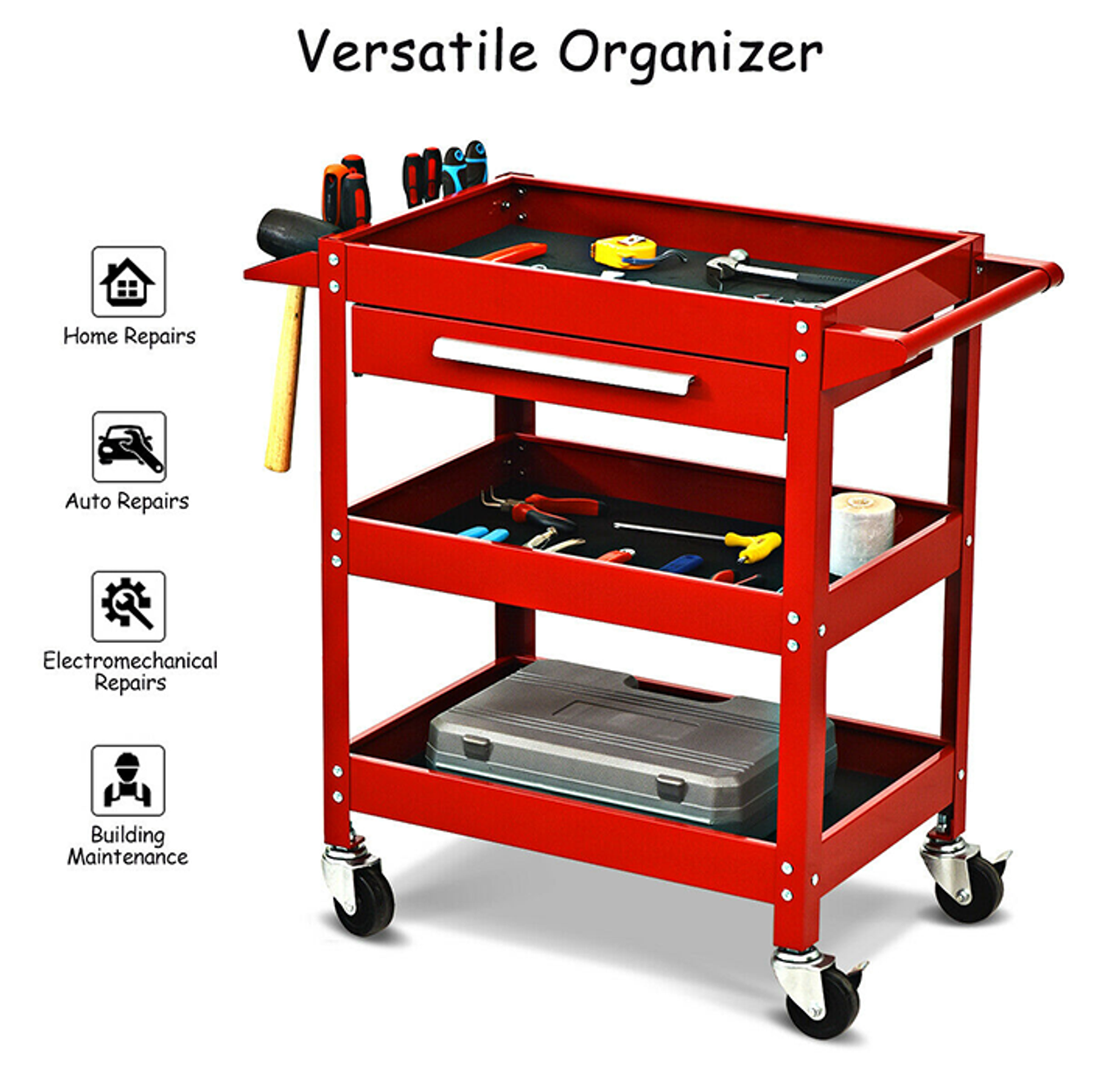 Rolling 3-Tray Tool Organizer Cart product image