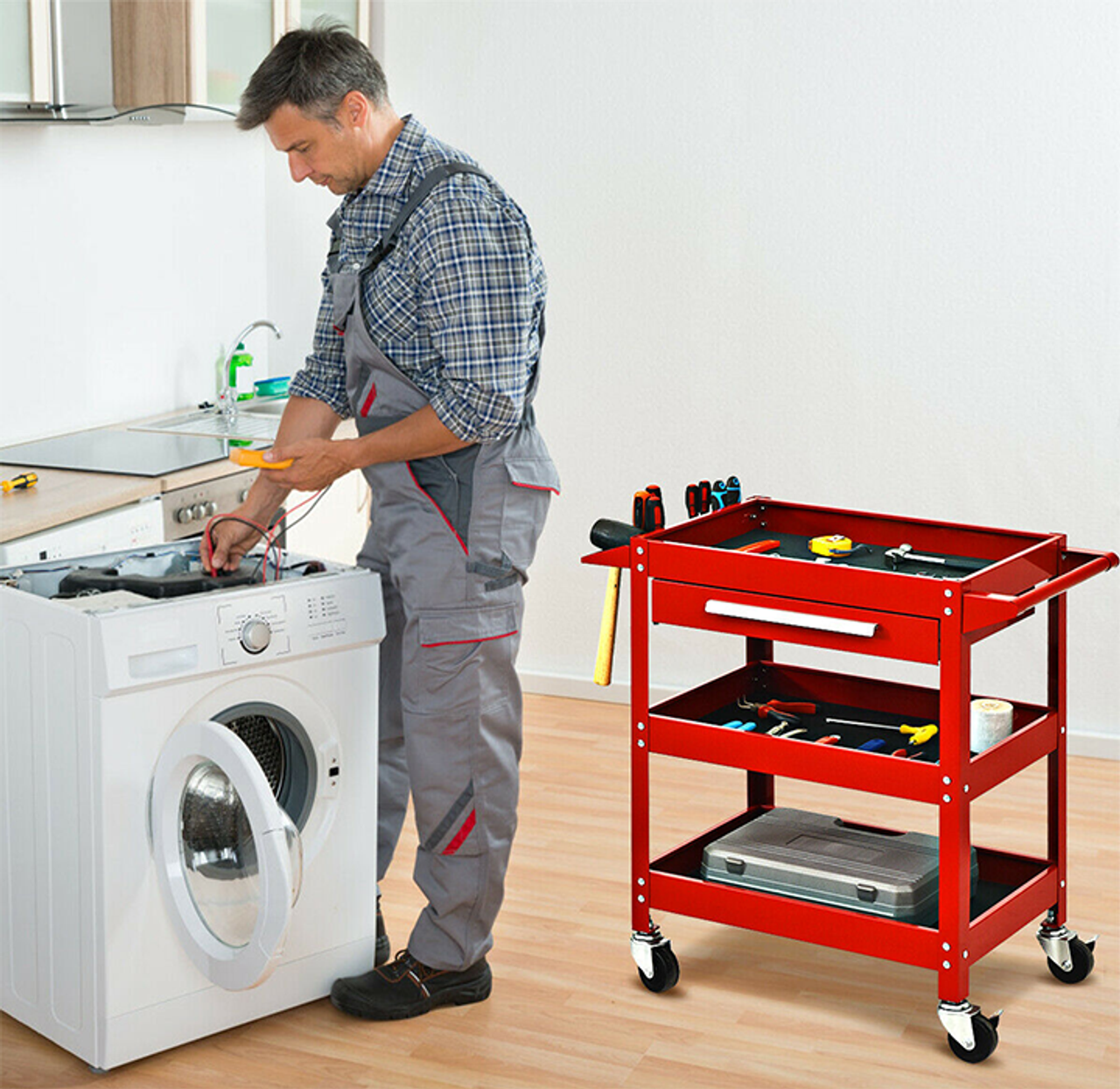 Rolling 3-Tray Tool Organizer Cart product image