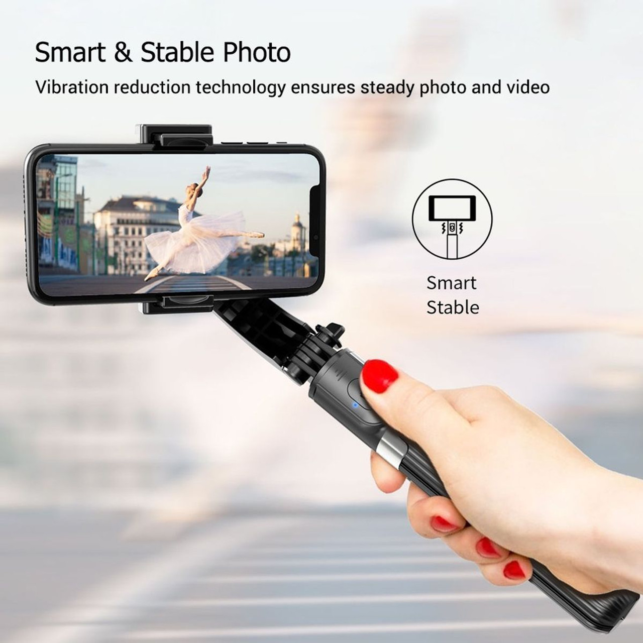 3 in 1 Phone Gimbal Stabilizer Selfie Stick Tripod 5-Section with Remote Shutter Phone Clamp Smart Rotatable product image