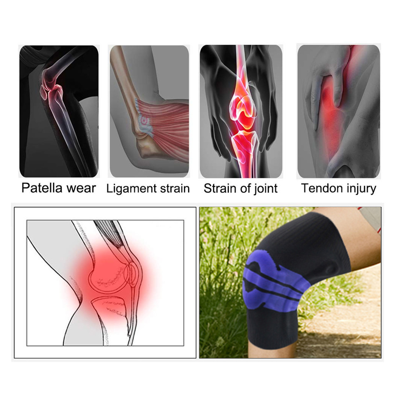 Knee Compression Support Sleeve with Gel Pad (Medium) product image