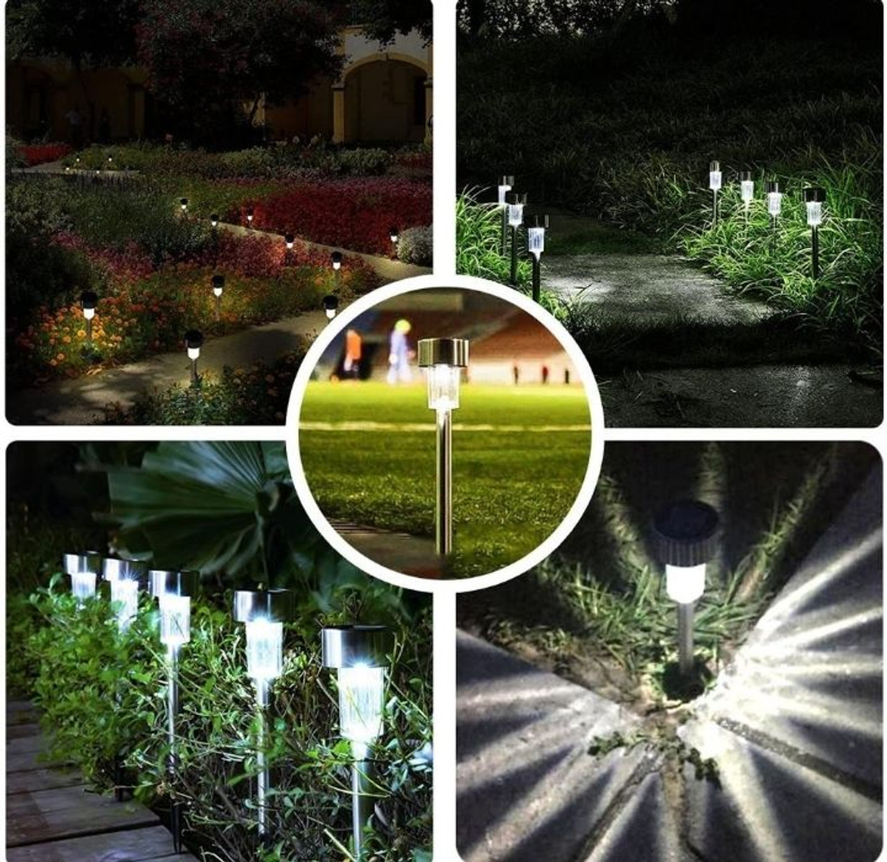 Stainless Steel Solar-Powered Pathway Lights (12-Pack) product image