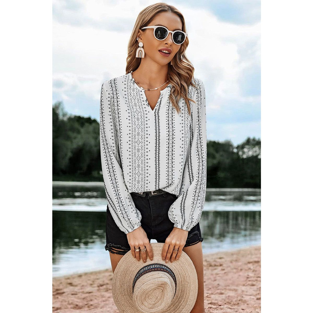 Women's Geo Vertical Stripe Blouse product image
