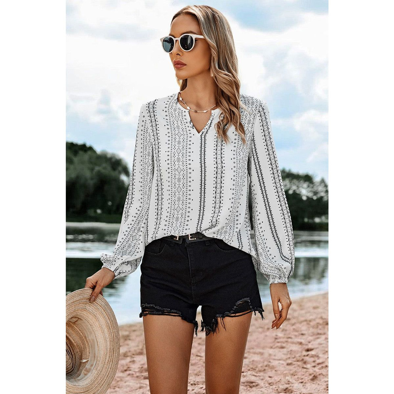 Women's Geo Vertical Stripe Blouse product image