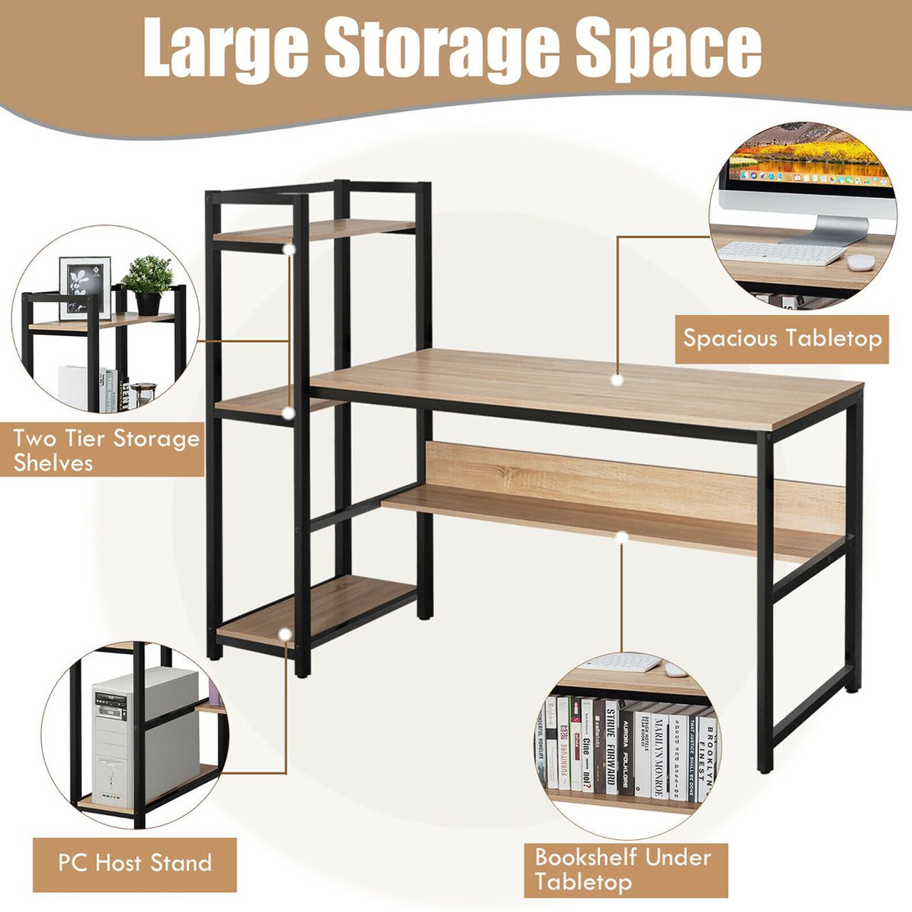 Multi-Functional Desk with Shelves product image