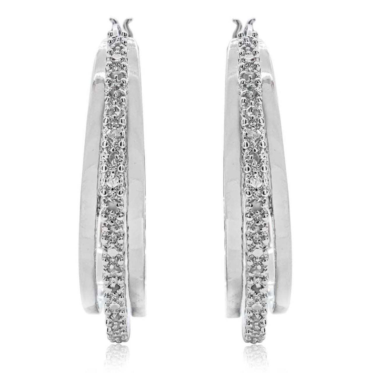 1/2-Carat Diamond Hoop Earrings, 1.5 Inches product image