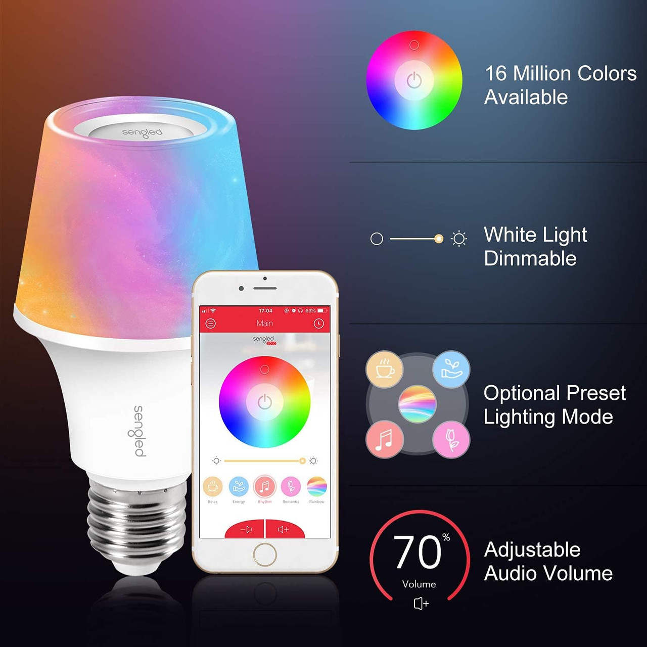 Sengled® Solo White or Solo RGBW 2-in-1 Speaker & Light Bulb product image