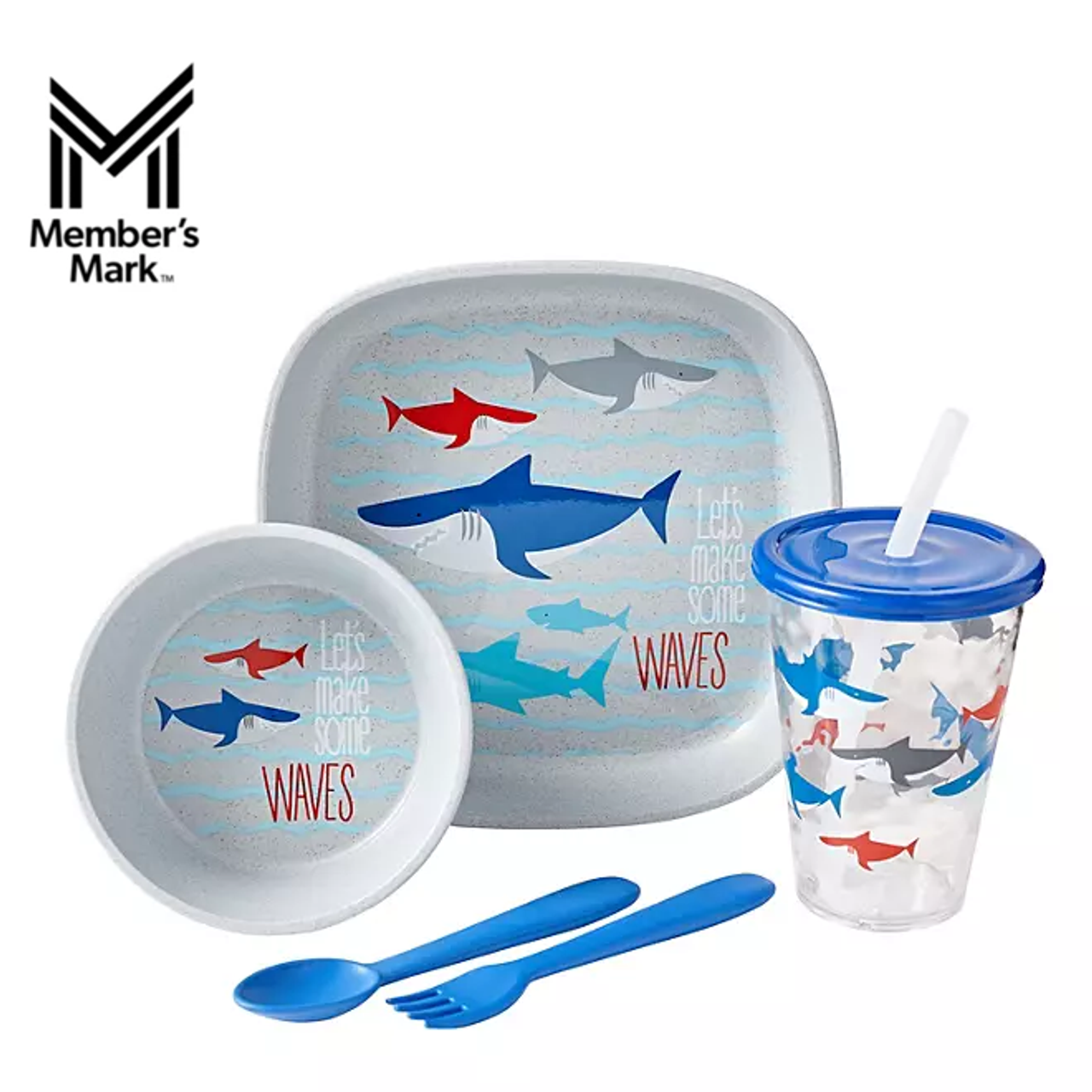 Member's Mark™ Wheat Straw Kids' Tableware Set, 20-Piece, Shark product image