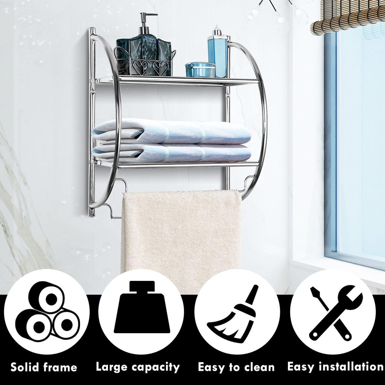 Wall Mounted 2-Tier Bathroom Shelf  product image