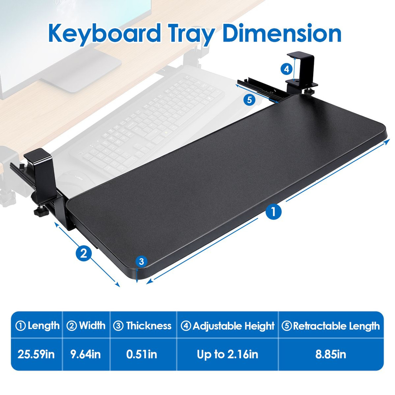 NewHome™ Sliding Under Desk Keyboard Mouse Tray product image
