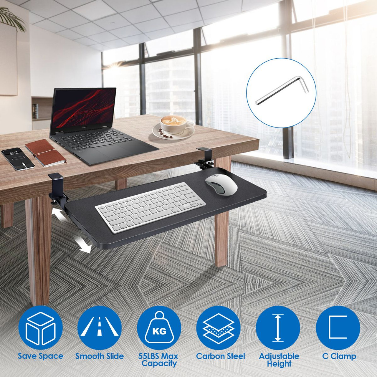 NewHome™ Sliding Under Desk Keyboard Mouse Tray product image