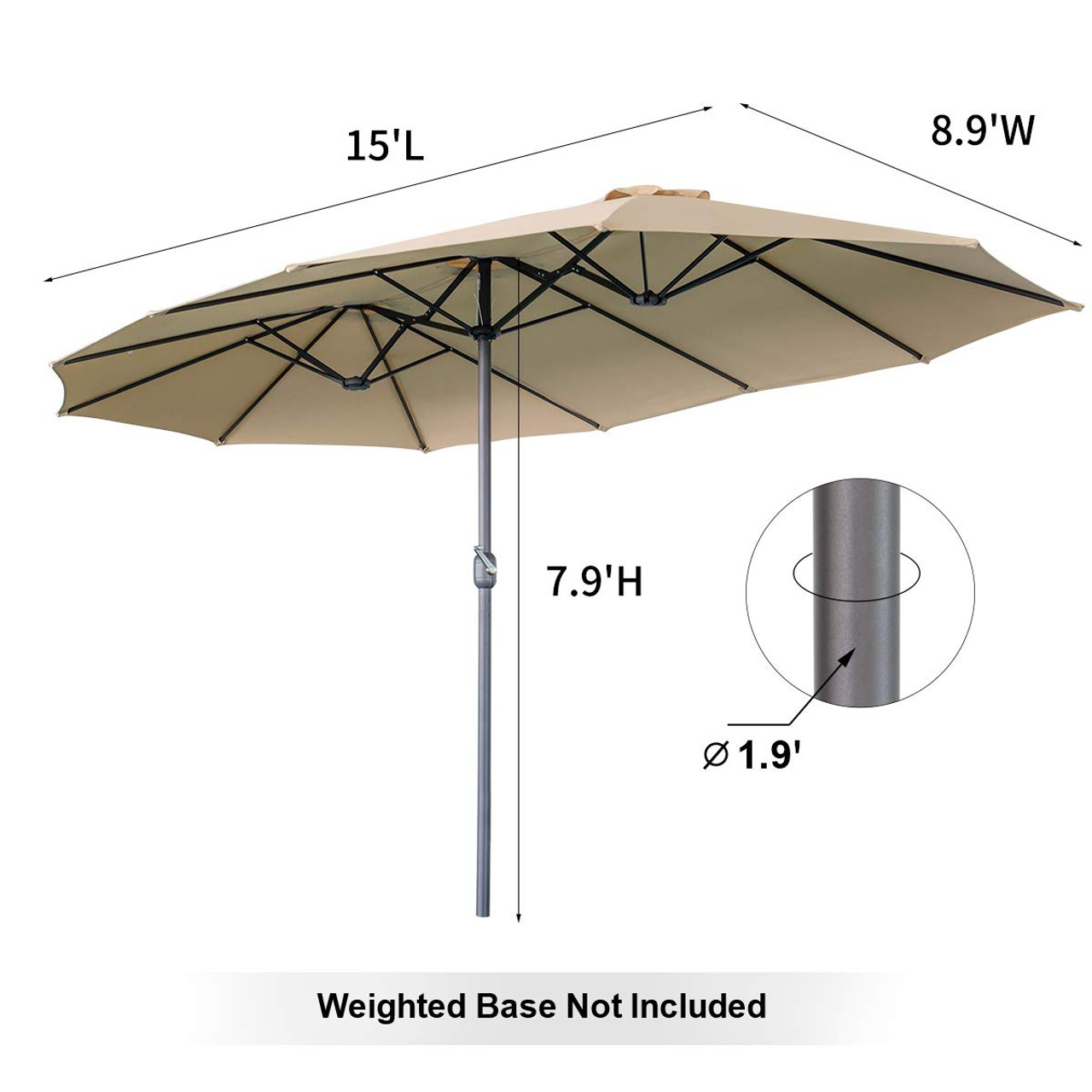 15 x 9-Foot Double-Sided Large Outdoor Patio Umbrella with Crank product image