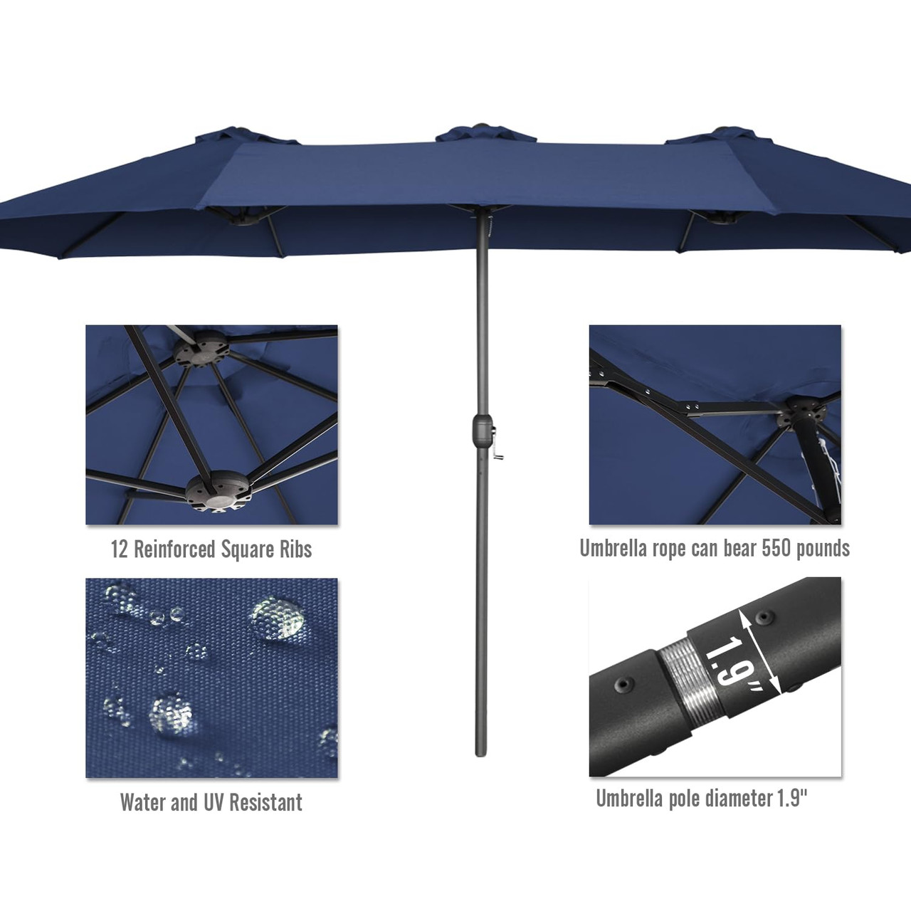 15 X 9-Foot Double-sided Large Outdoor Patio Umbrella With Crank product image