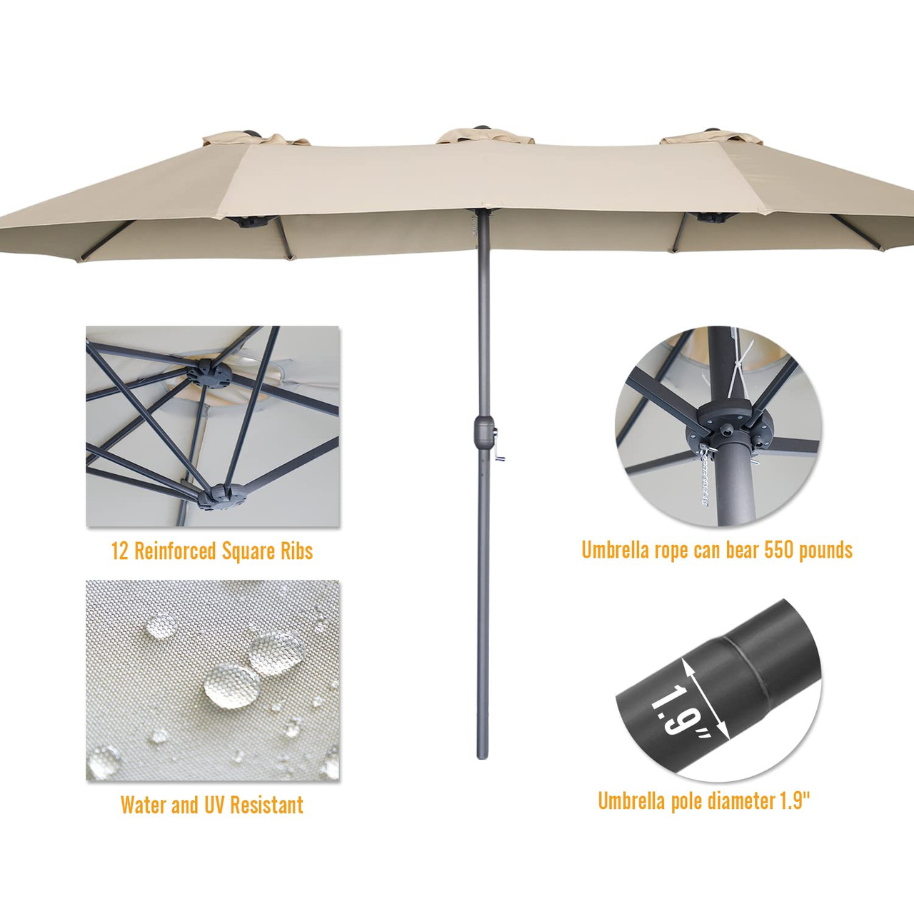 15 X 9-Foot Double-sided Large Outdoor Patio Umbrella With Crank product image