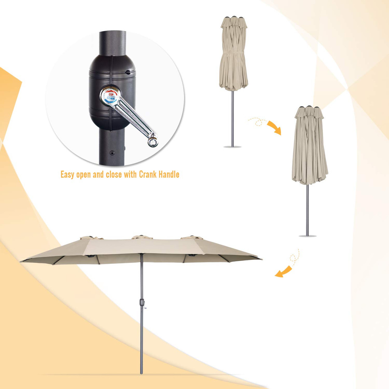 15 x 9-Foot Double-Sided Large Outdoor Patio Umbrella with Crank product image