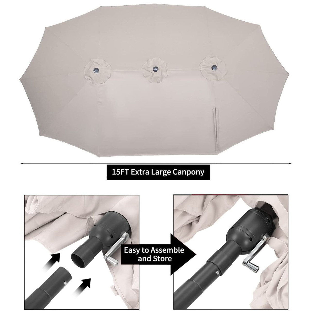 15 x 9-Foot Double-Sided Large Outdoor Patio Umbrella with Crank product image