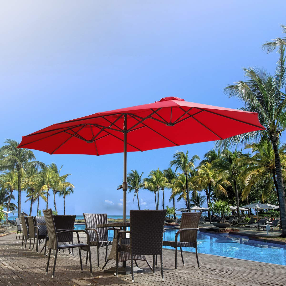 15 X 9-Foot Double-sided Large Outdoor Patio Umbrella With Crank product image