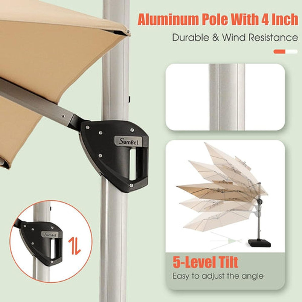 SUMBEL® 11-Foot Cantilever Patio Umbrella with Aluminum Frame product image