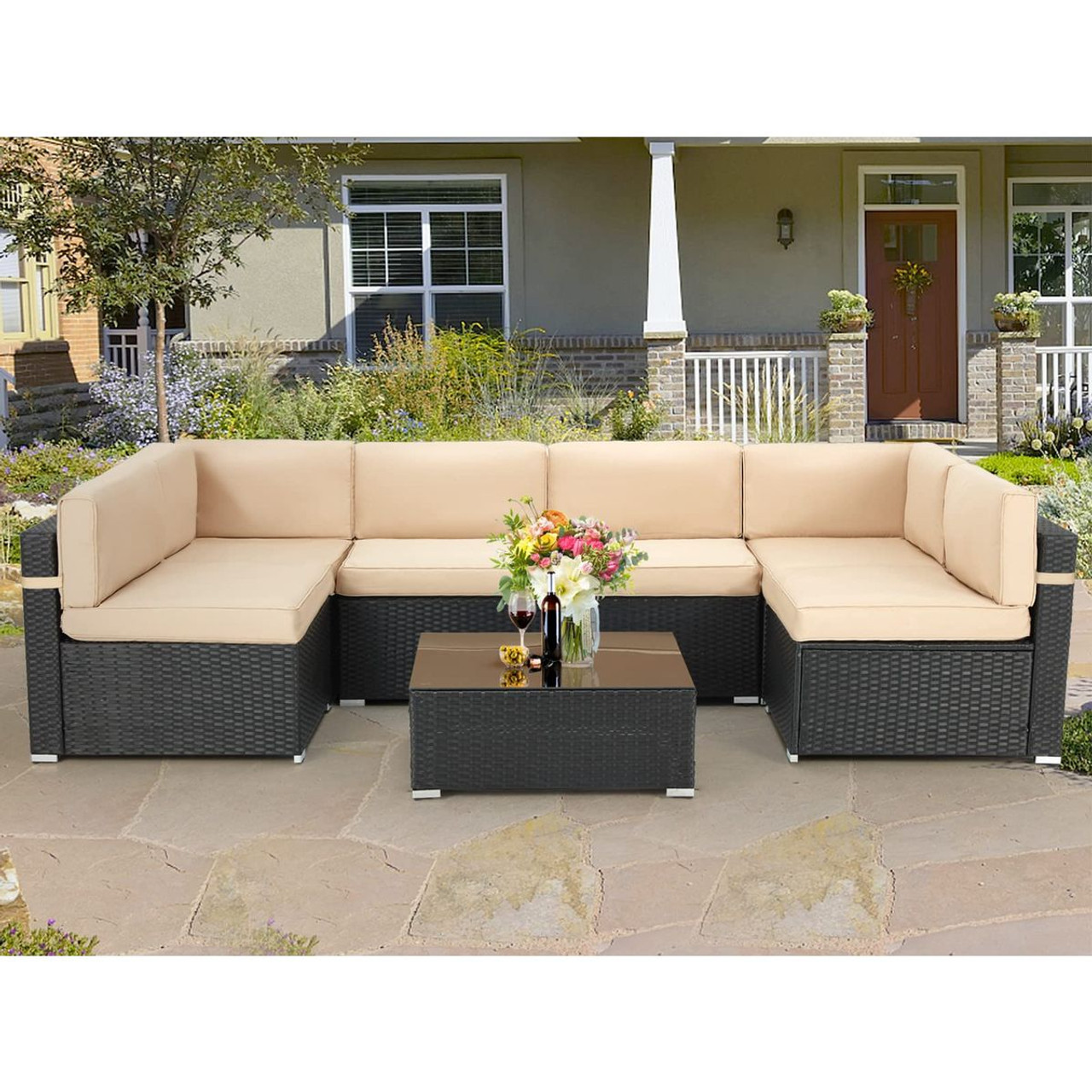 7-Piece Outdoor PE Wicker Rattan Patio Furniture Set product image