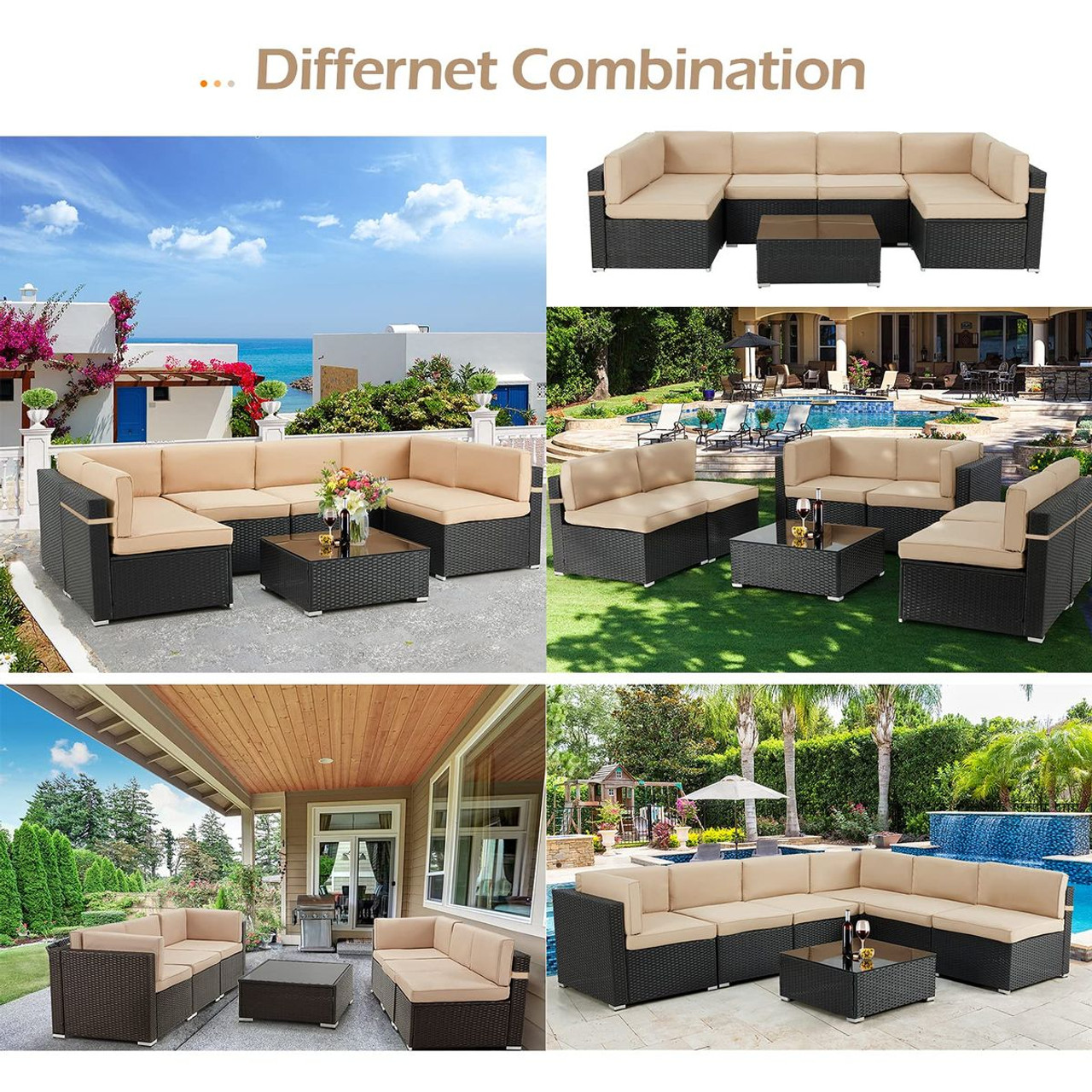 7-Piece Outdoor PE Wicker Rattan Patio Furniture Set product image