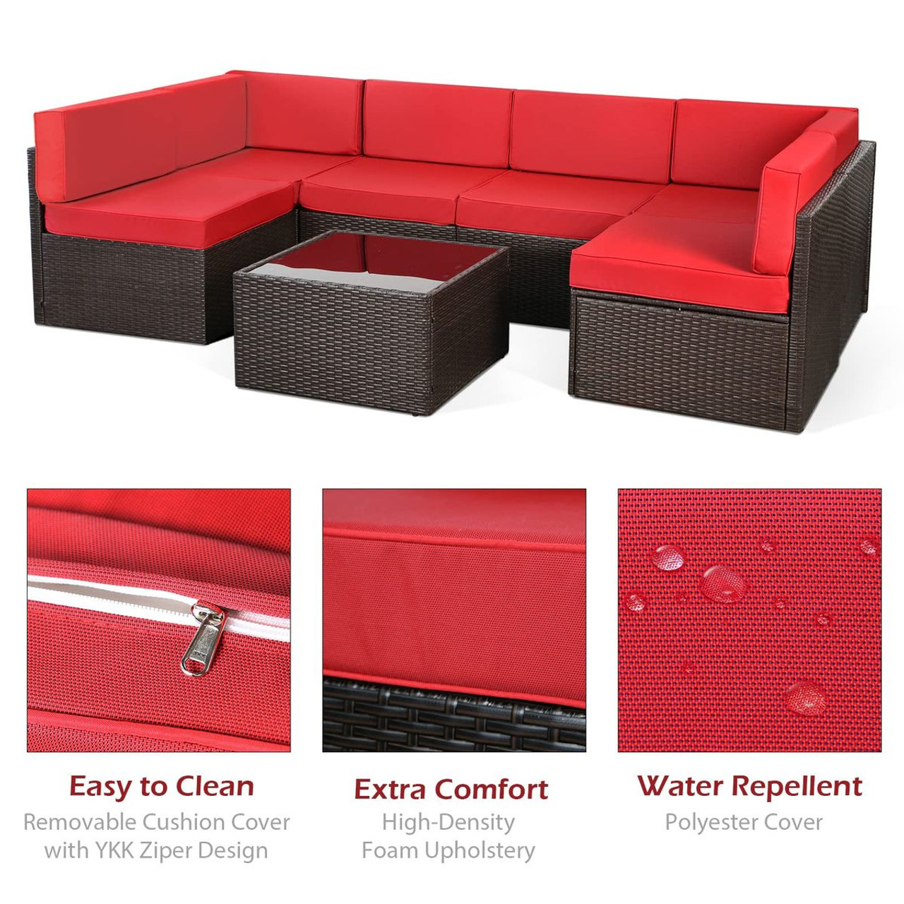 7-Piece Outdoor PE Wicker Rattan Patio Furniture Set product image