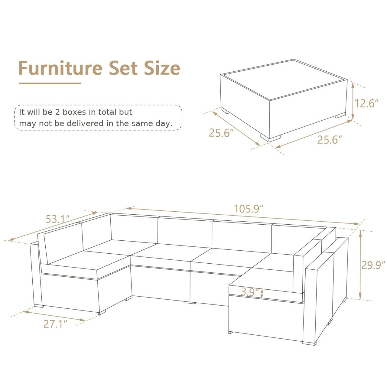 7-Piece Outdoor PE Wicker Rattan Patio Furniture Set product image