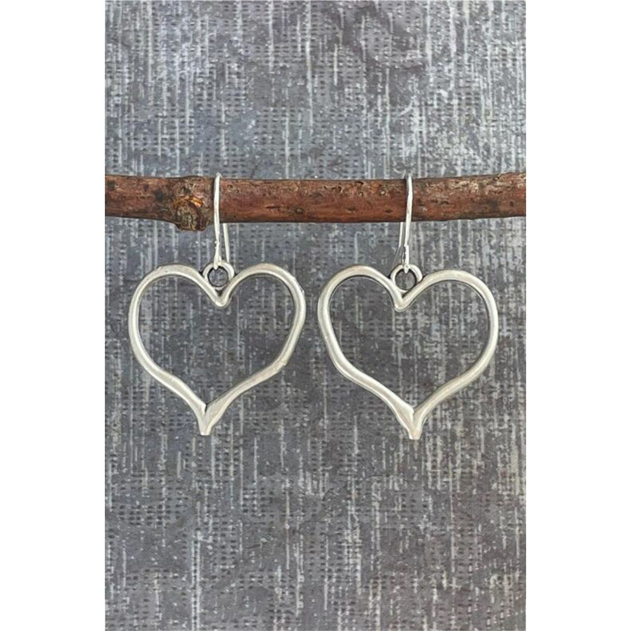 Silvery Heart Shape Hook Drop Earrings product image