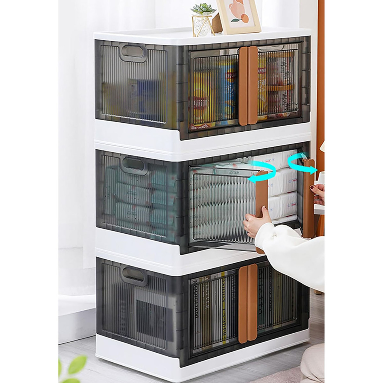 8.45-Gallon Plastic Folding Storage Cabinet (2 or 4-Pack) product image